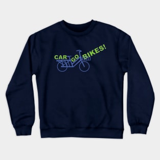 CarGo Bikes! Simple cargo bike design navy background Crewneck Sweatshirt